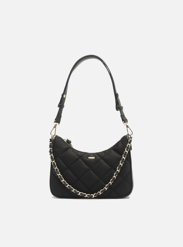 Bolsa Tiracolo Preta Matelassê Pequena Corrente