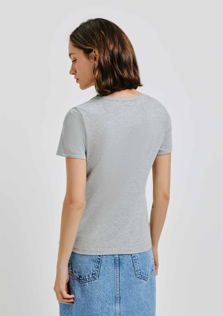 Blusa Cinza Hering Básica Manga Curta Slim World