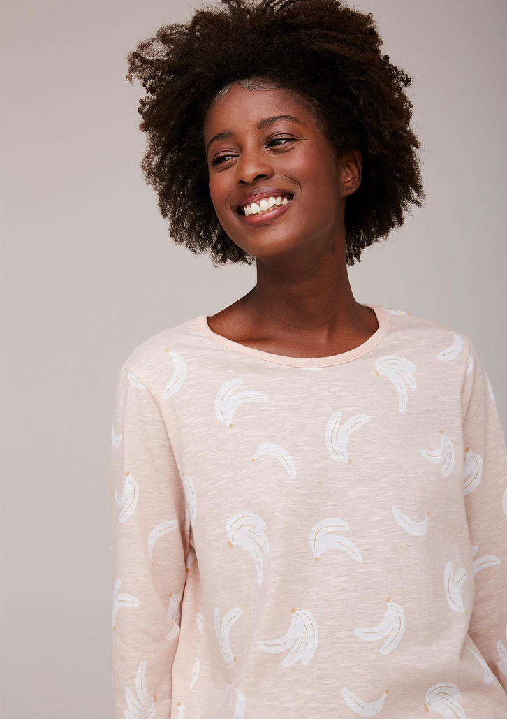 Pijama Rosa Claro Hering Longo Estampado Em Malha Flamê