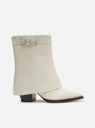Bota Western Branca Arezzo Couro Cano Médio Polaina