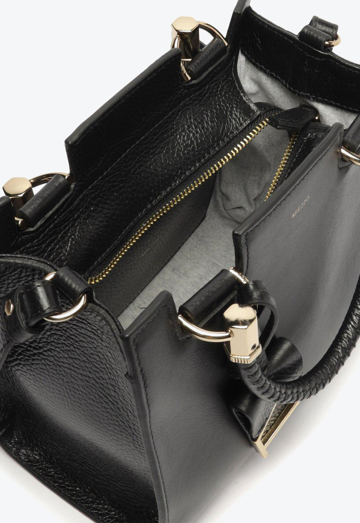 Bolsa Tote Preta Arezzo Couro Abbraccio