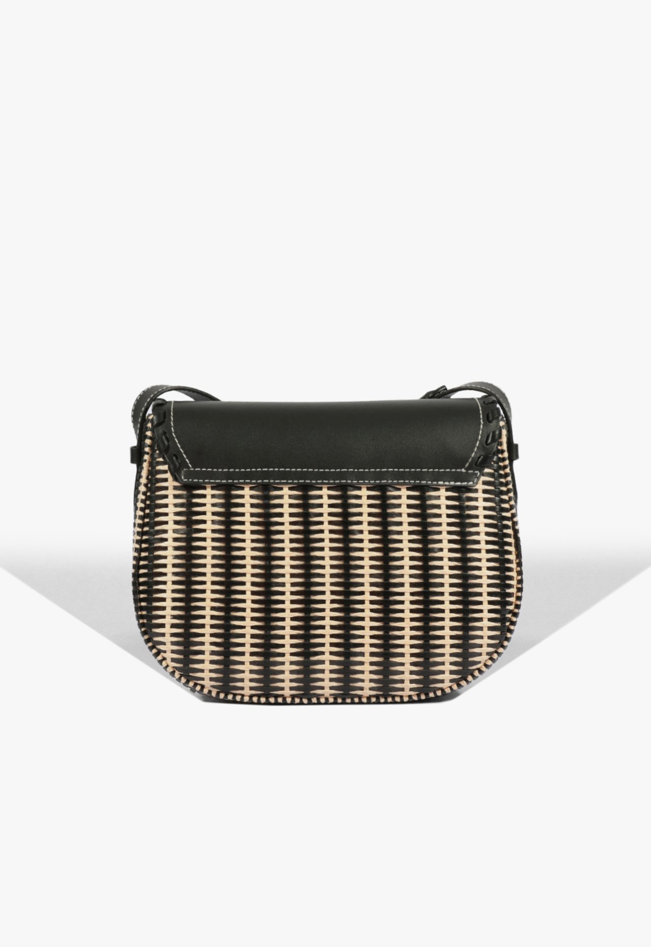 Bolsa Shoulder Média Couro Preta e Branca | ZZ MALL