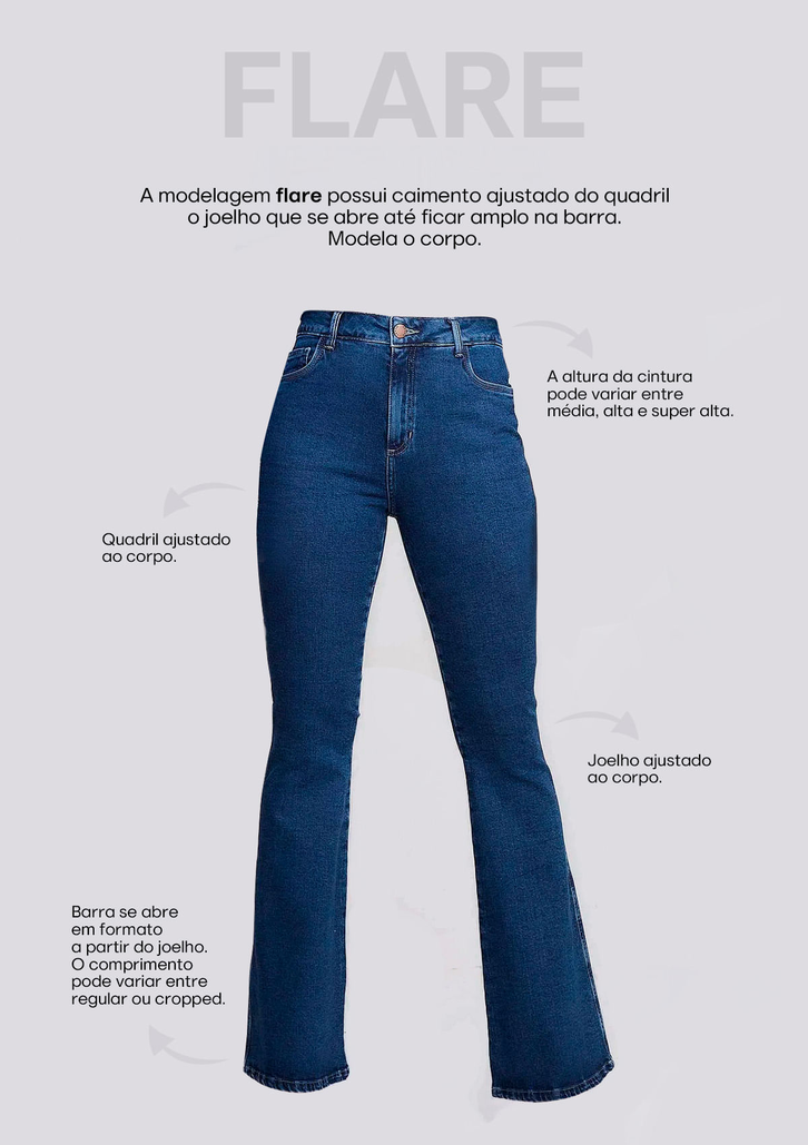 Calça Jeans Azul DZARM Flare Cintura Super Alta E-co2 Denim