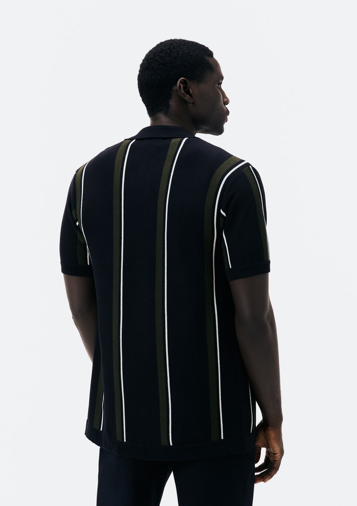 Camisa Masculina Preta Hering em Tricô Listrado