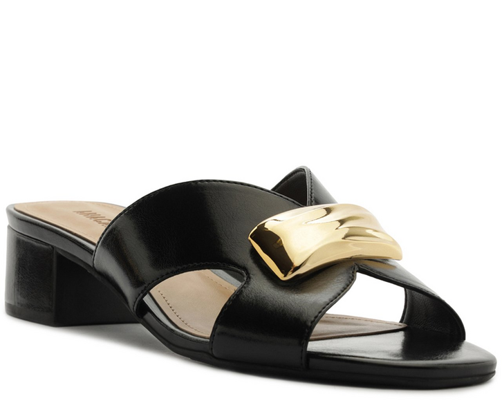 Tamanco Salto Bloco Metal Preto