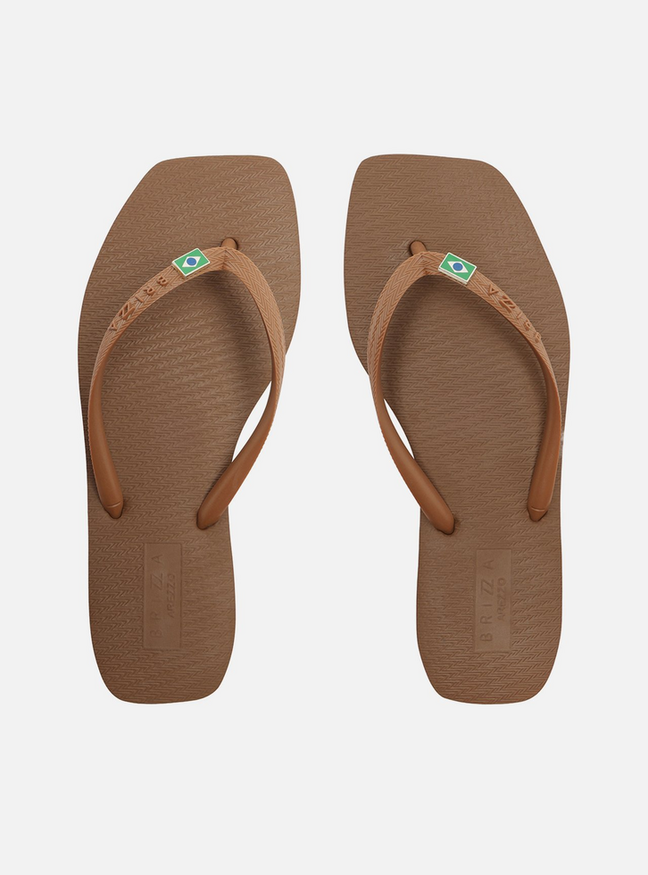 Chinelo de Dedo Marrom Básico Square Bandeira Brizza