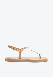 Sandália Rasteira Marrom Brizza  Slim Square