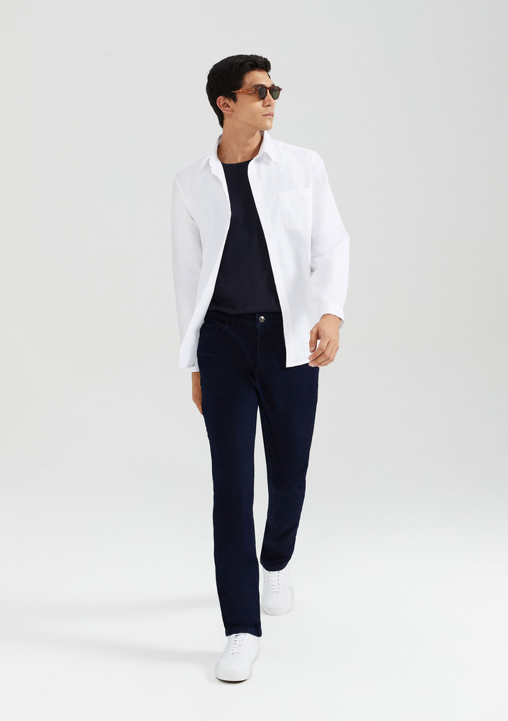 Calça Jeans Azul Hering Básica Reta Com Elastano