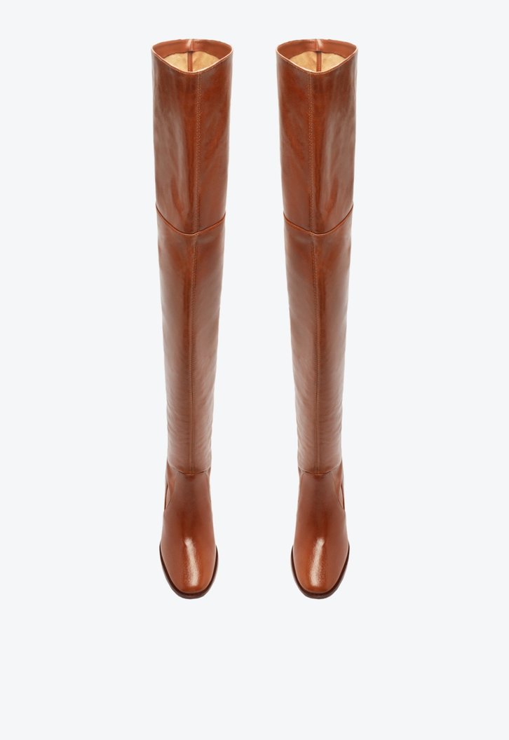 Bota Marrom Schutz Over The Knee Salto Alto Bloco Couro | ZZ Bota Marrom Schutz Over The Knee Salto Alto Bloco Couro | ZZ