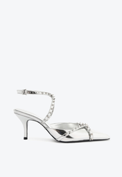 Scarpin Couro Prateado