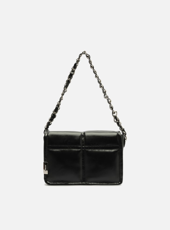 Bolsa Tiracolo Preta Arezzo Couro Puffy Pequena