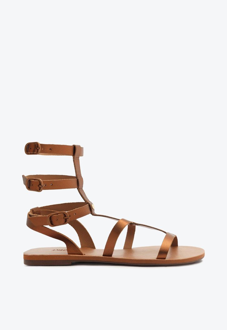 Sandália Rasteira Gladiadora Anacapri Cobre Multi Tiras
