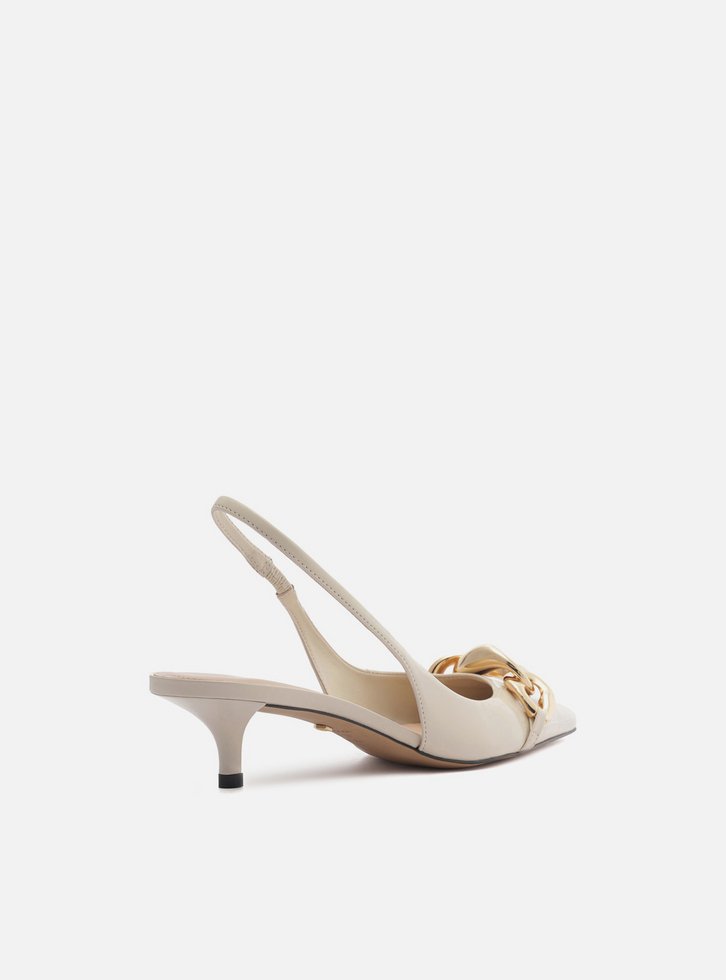 Scarpin Branco Salto Kitten Slingback Elos