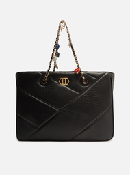 Bolsa Shopping Preta Arezzo Couro Grande Pingentes