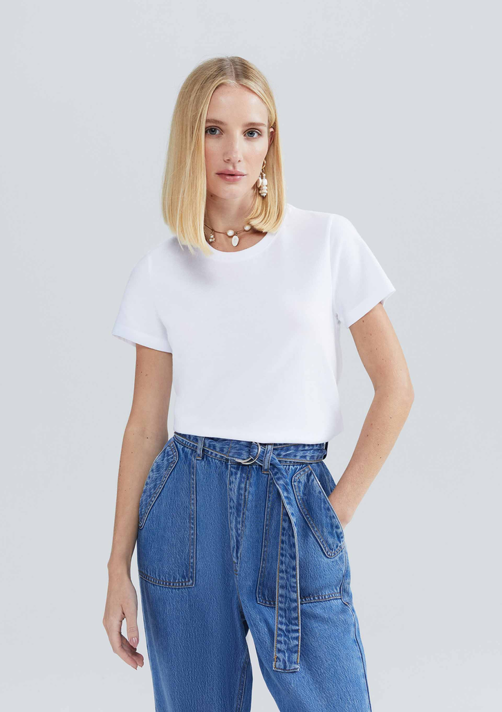 Blusa Branca Hering Básica Manga Curta Slim World