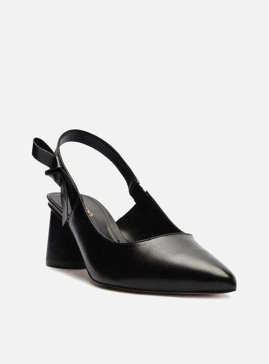 SCARPIN PRETO AREZZO COURO BLOCO SLINGBACK LAÇO