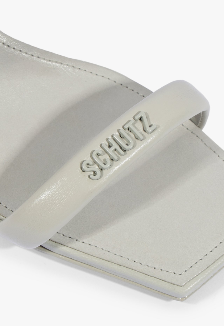 Sandália Mule Glam Couro Branco