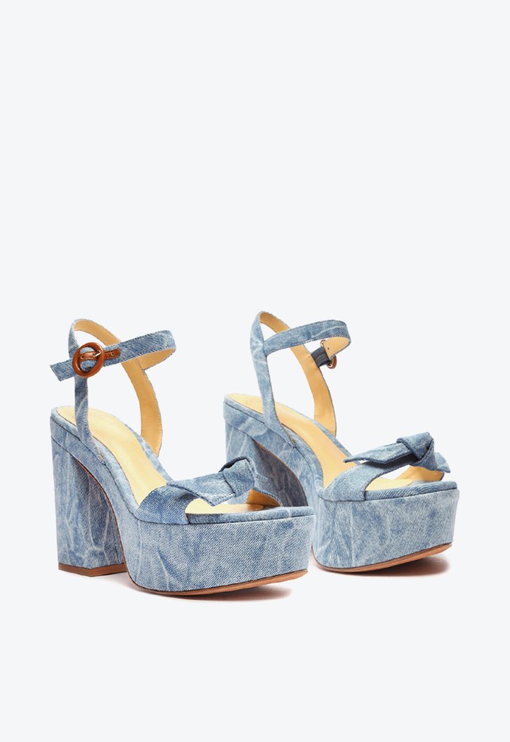 Clarita Platform Flare Fabric Acid Denim Washed