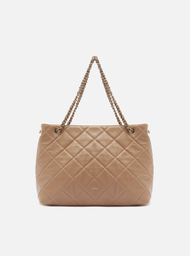 Bolsa Tote Nude Couro Matelassê Média