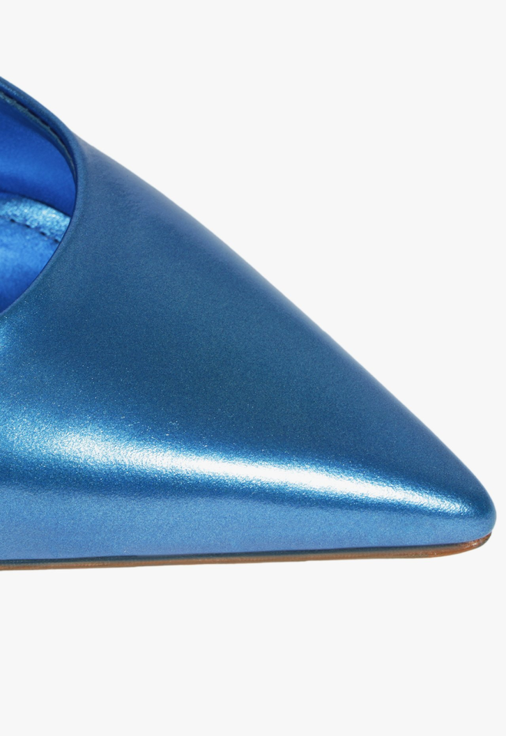 Sapato Scarpin Salto Alto Nobuck Azul