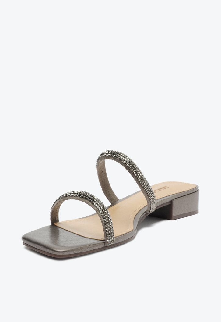 Sandália Mule Prata Anacapri Duas Tiras Glam