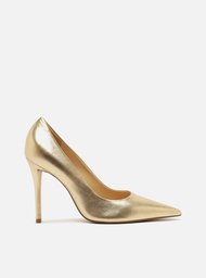 Scarpin Dourado Arezzo Couro Salto Alto Platino
