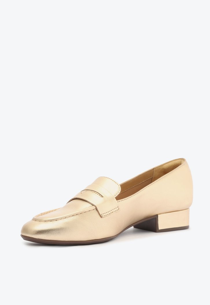 Sapato Salto Bloco Dourado Classy