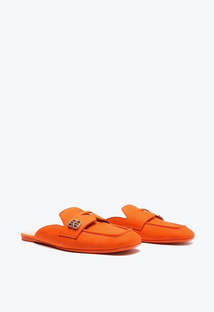 Sapato Mule Rasteira Laranja Schutz Nobuck