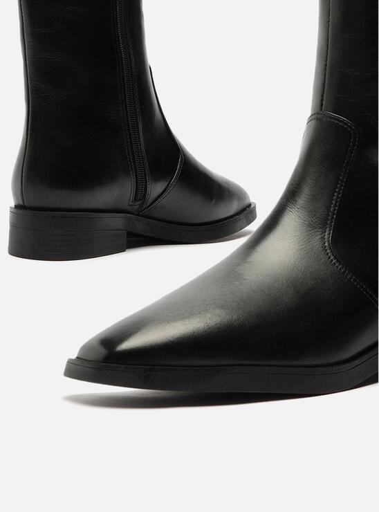 BOTA PRETA AREZZO COURO CANO LONGO ZÍPER MONTARIA
