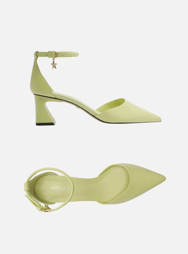 SCARPIN VERDE AREZZO COURO BLOCO ABERTO