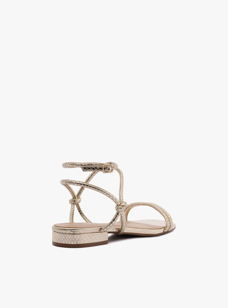 Sandália Rasteira Dourada Snake Tiras Knot