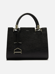 Bolsa Tote Preta Arezzo Couro Abraccio Média