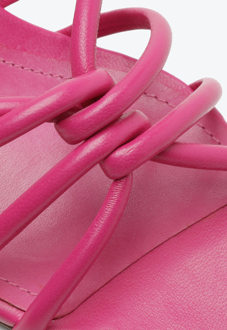 Sandália Salto Bloco Médio Couro Rosa Pink