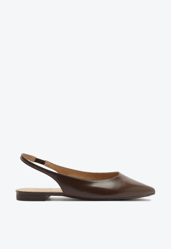Sapatilha Slingback Bico Fino Marrom Coffee