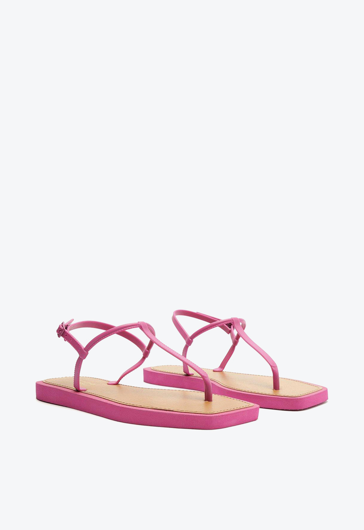 Sandália Rasteira Roxa Brizza  Slim Square