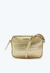 Bolsa Crossbody Dourada Anacapri Média Croco