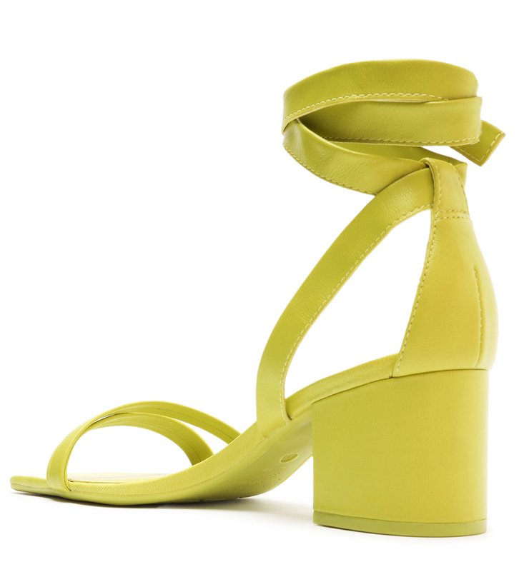 SANDÁLIA VERDE AREZZO COURO SALTO BLOCO LACE UP