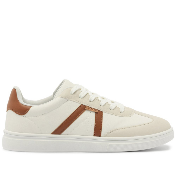 Tênis Pontilhado Lateral Branco e Marrom