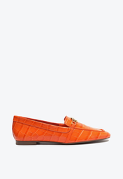 Sapato Mocassim Laranja Schutz Croco Enfeite