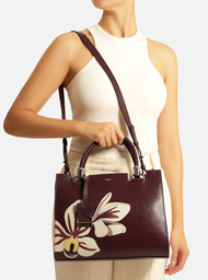 Bolsa Tote Vermelha Couro Abraccio Grande Flor