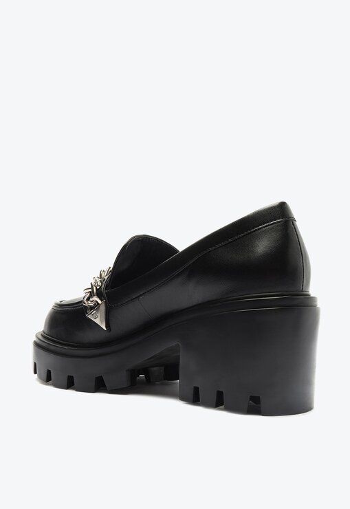 SAPATO MOCASSIM PRETO SCHUTZ MOSY TRATORADO COURO CORRENTE