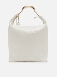Bolsa Hobo Branca Arezzo Couro Tressê Grande Silvia Braz