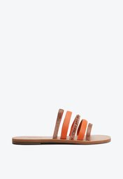 Rasteira Laranja Anacapri Multi Tiras Detalhe Strass
