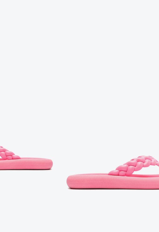 Sandália Flip Flop Jelly Trançada Rosa
