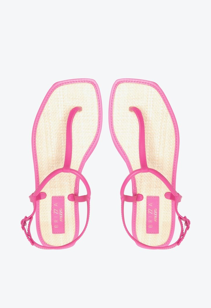 Sandália Rasteira Rosa Brizza Slim Square Palmilha