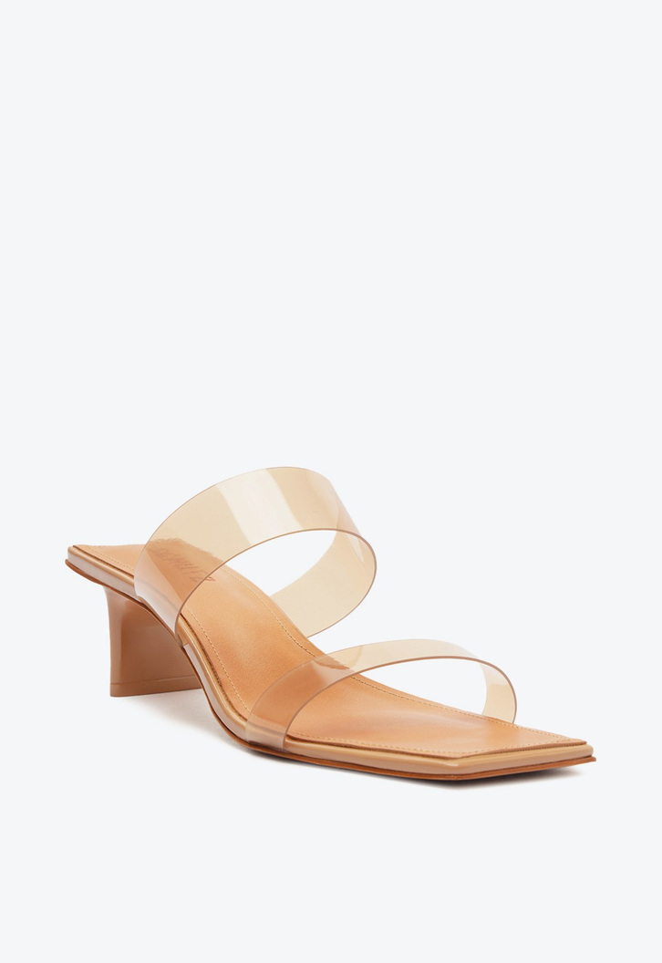 Sapato Mule Hot Transparency Vinil Bege
