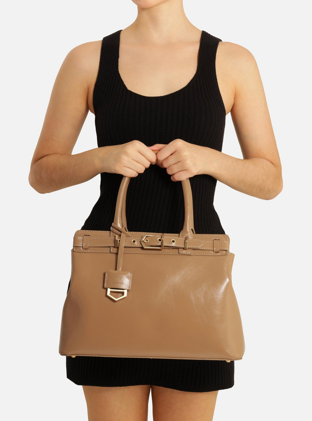 Bolsa Tote Bege Couro Grande Bag Charm Victória | ZZ MALL