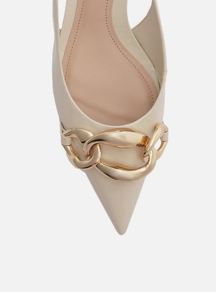 Scarpin Branco Salto Kitten Slingback Elos