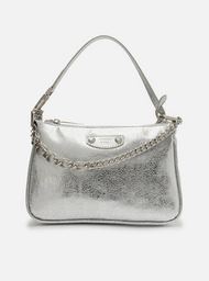 Bolsa Tiracolo Prateada Arezzo Pequena Corrente Tag