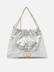 Bolsa Hobo Prata Arezzo Couro Esther Grande